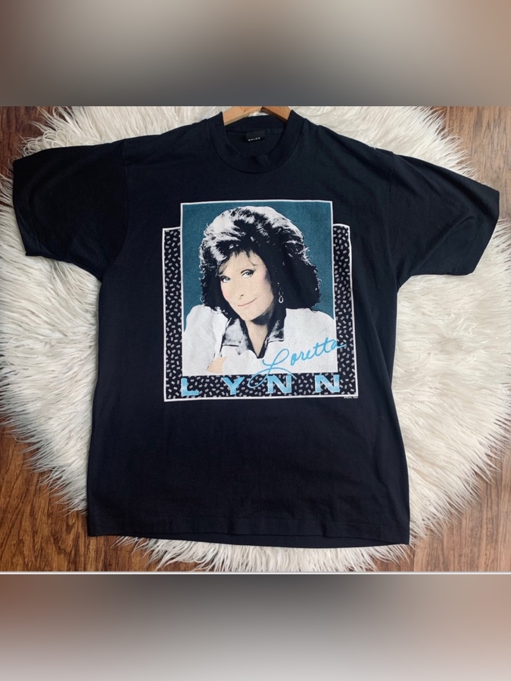 Loretta Lynn Vintage Single Stitch Screen Stars Graphic Tee Shirt Black Size L